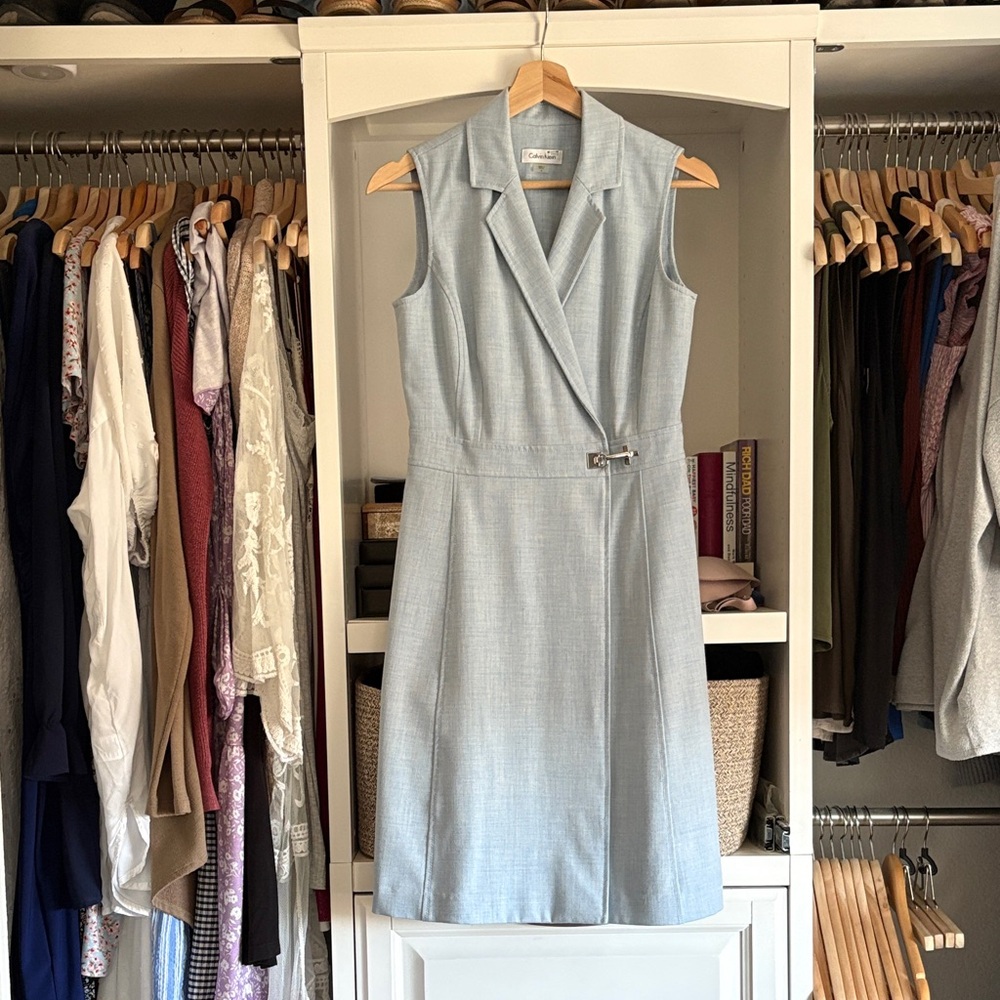 Calvin Klein Light Blue Sleeveless Midi Dress